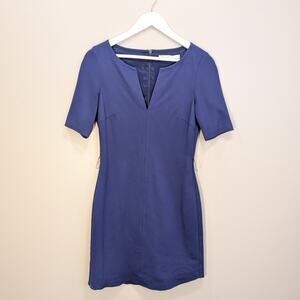 Trina Turk Dress Blue Sheath Workwear Capsule Wardrobe Classic Style - Size M